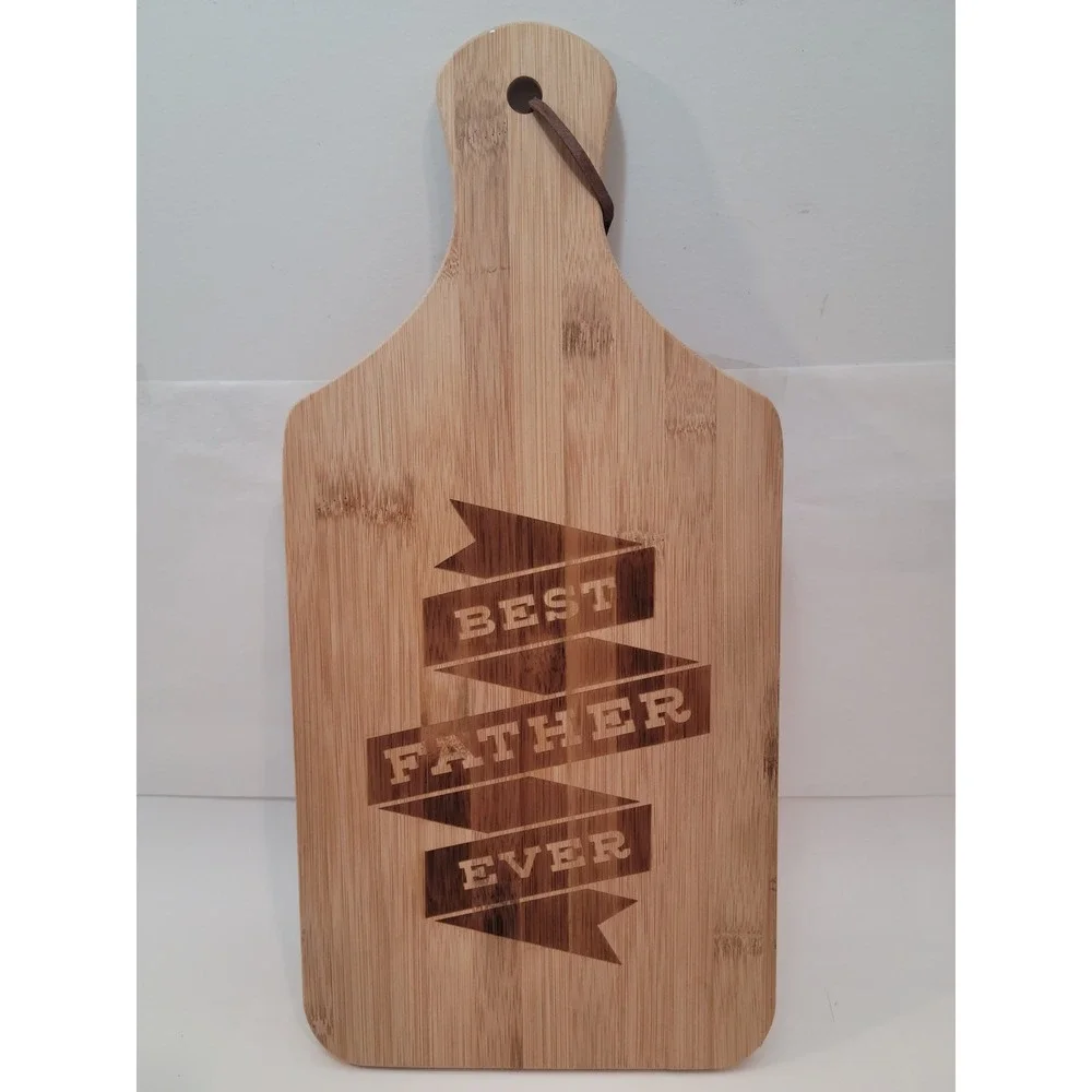 Best Father Ever Cutting Board‎ Men Day Engraved Bamboo Wood Paddle Tray